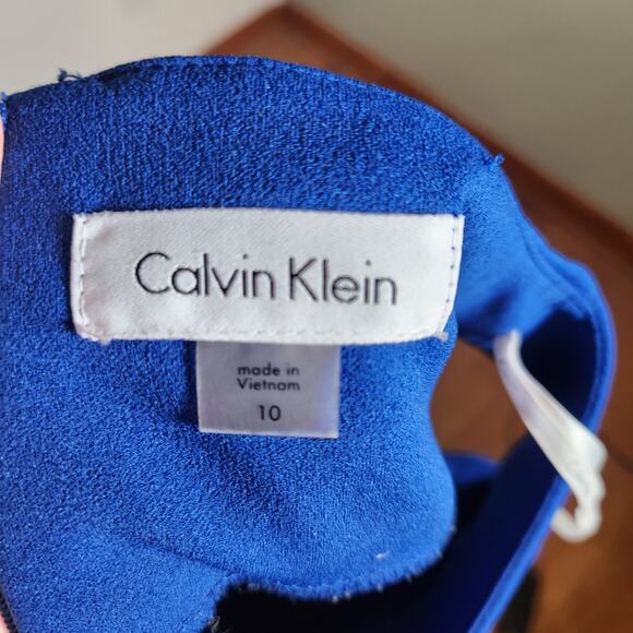 CALVIN KLEIN Sideburst Boat Neck Sleeveless Ruched Pencil Dress, Size 10 - Picture 13 of 14